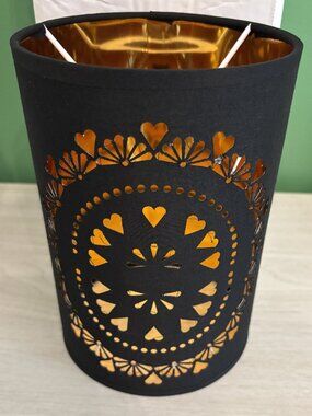 Lamp shade. 5.5" x 7.8". Black with cut-out detail and gold interior NEW